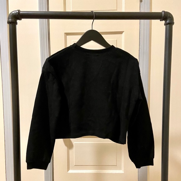 Black Cropped Sweatshirt with Twist Front Detail - Picture 3 of 3